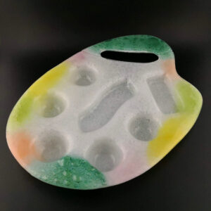 Paleta pintor platro postre cristal Murano. 33 x 25 cm.